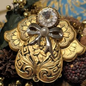 Angel brooch by Jane 1995 AOL Vintage w/clear Rivoli Rhinestone